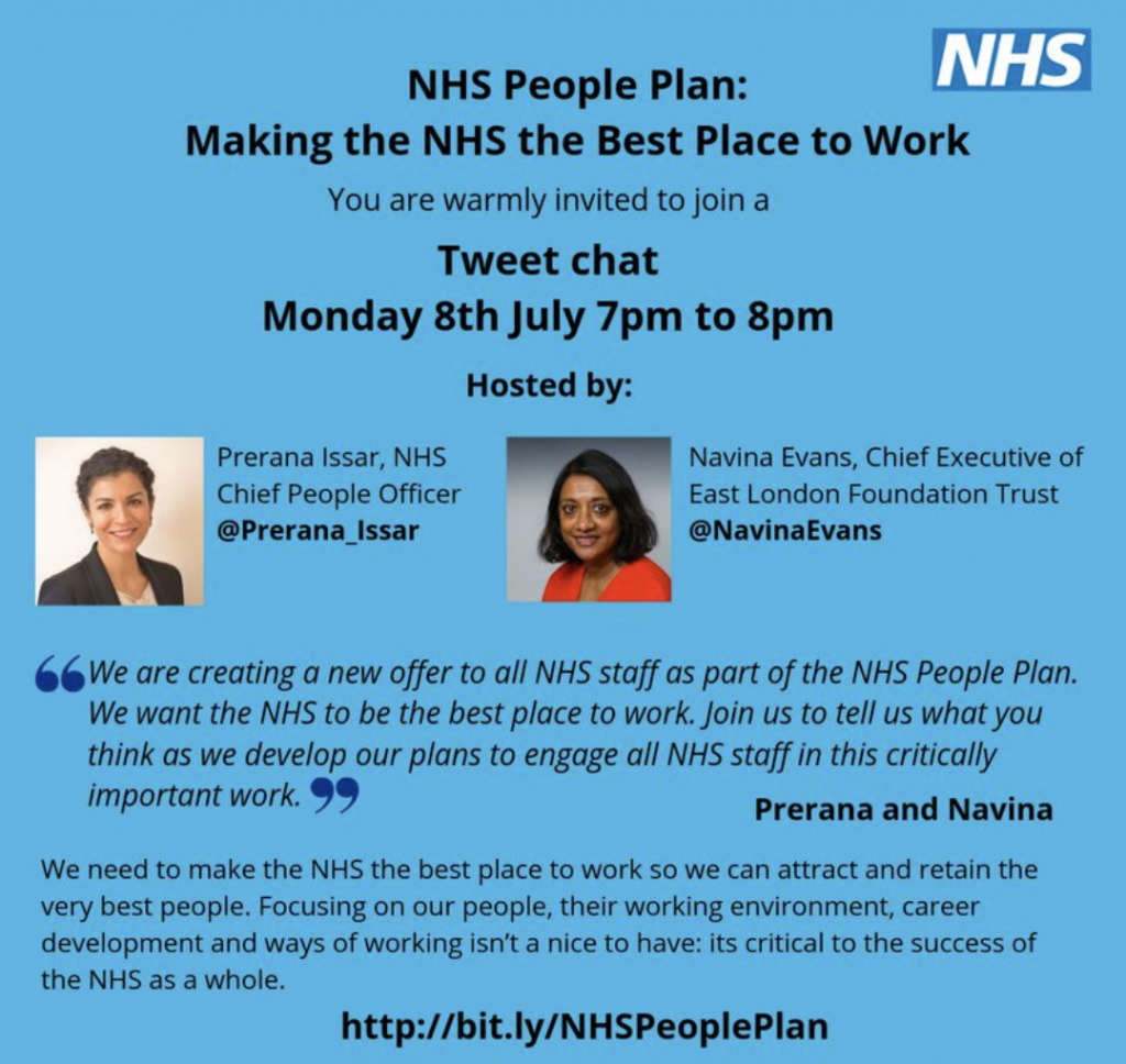 Screenshot from Twitter with details of the NHS tweet chat
